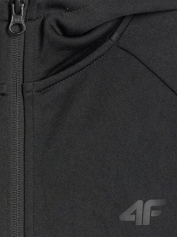 Chłopięca bluza dresowa rozpinana z kapturem 4F 4FJRAW25TSWSM2415 - czarna