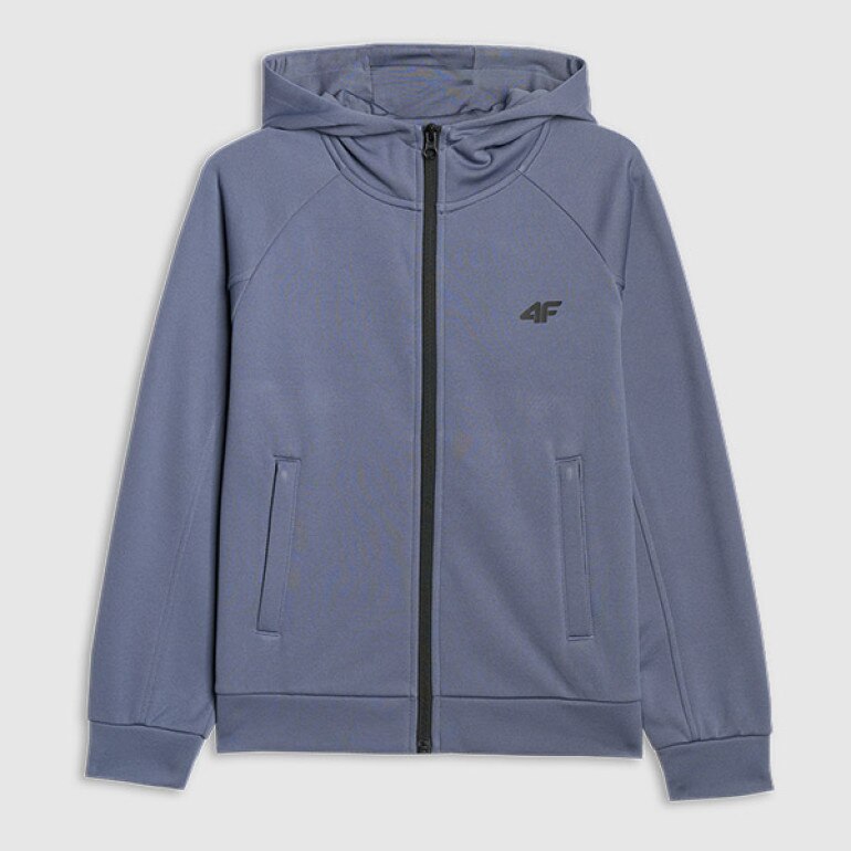 Chłopięca bluza dresowa rozpinana z kapturem 4F 4FJRAW25TSWSM2415 - granatowa