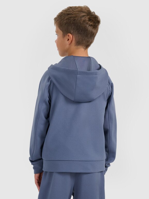 Chłopięca bluza dresowa rozpinana z kapturem 4F 4FJRAW25TSWSM2415 - granatowa