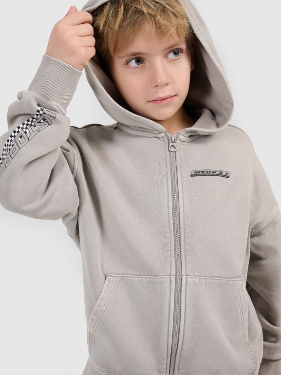Chłopięca bluza dresowa rozpinana z kapturem 4F 4FJRSS26TSWSM2929 - szara