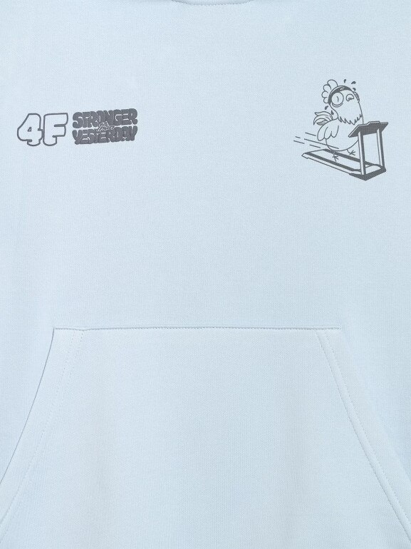 Chłopięca bluza nierozpinana z kapturem 4F 4FJRAW25TSWSM2447 - niebieska