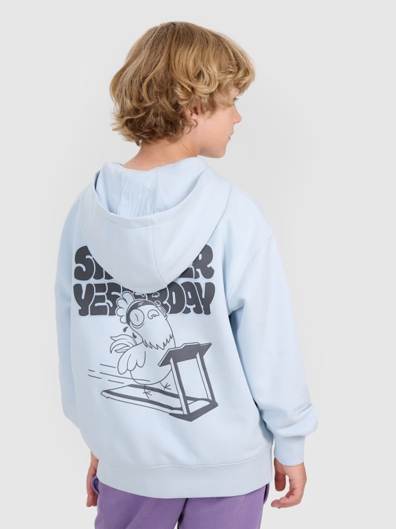 Chłopięca bluza nierozpinana z kapturem 4F 4FJRAW25TSWSM2447 - niebieska