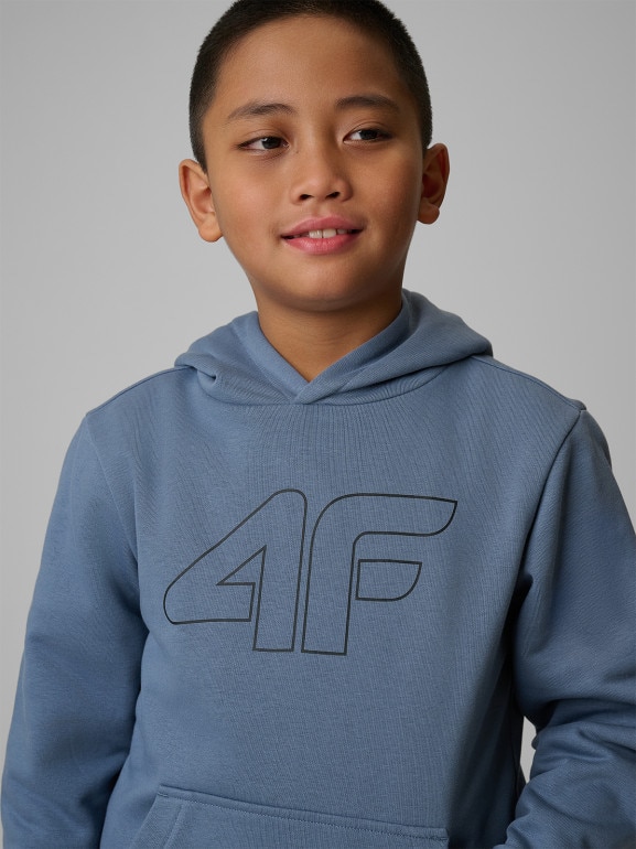 Chłopięca bluza nierozpinana z kapturem 4F 4FJRSS26TSWSM2748 - denim