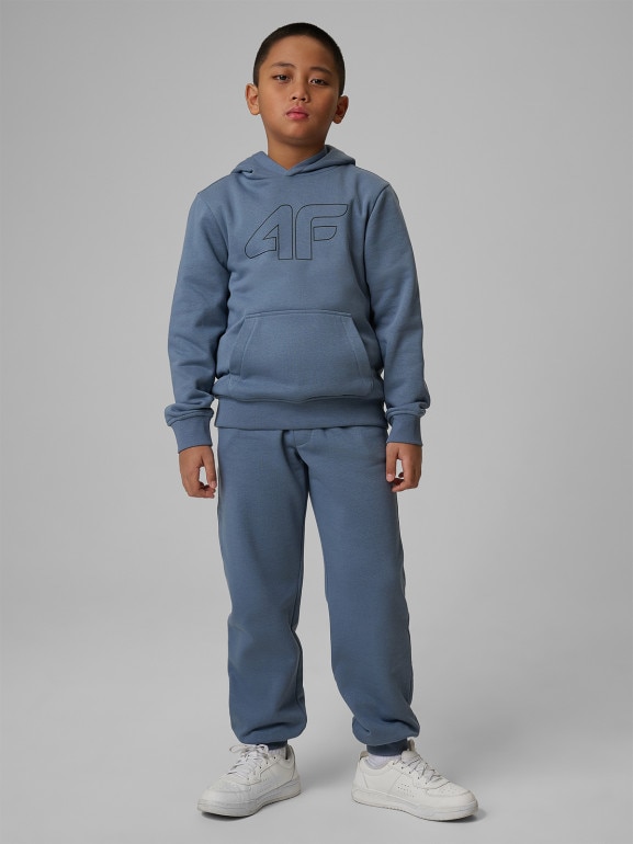 Chłopięca bluza nierozpinana z kapturem 4F 4FJRSS26TSWSM2748 - denim