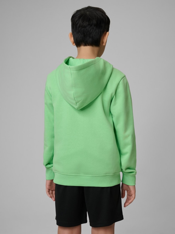 Chłopięca bluza nierozpinana z kapturem 4F 4FJRSS26TSWSM2748 - zielona