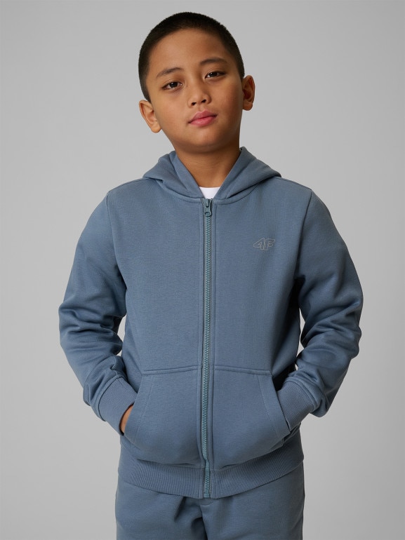 Chłopięca bluza rozpinana z kapturem 4F 4FJRSS26TSWSM2749 - denim