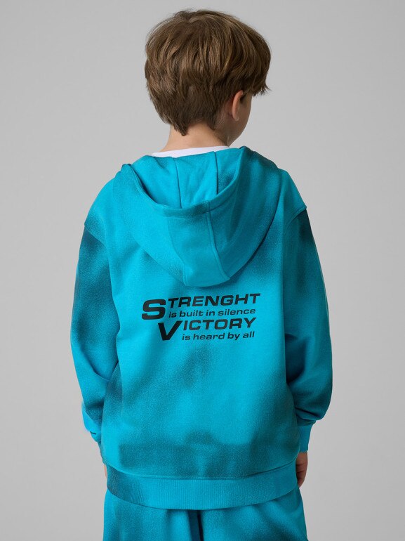 Chłopięca bluza rozpinana z kapturem 4F 4FJRSS26TSWSM2906 - niebieska