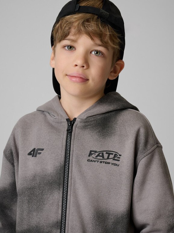Chłopięca bluza rozpinana z kapturem 4F 4FJRSS26TSWSM2906 - szara