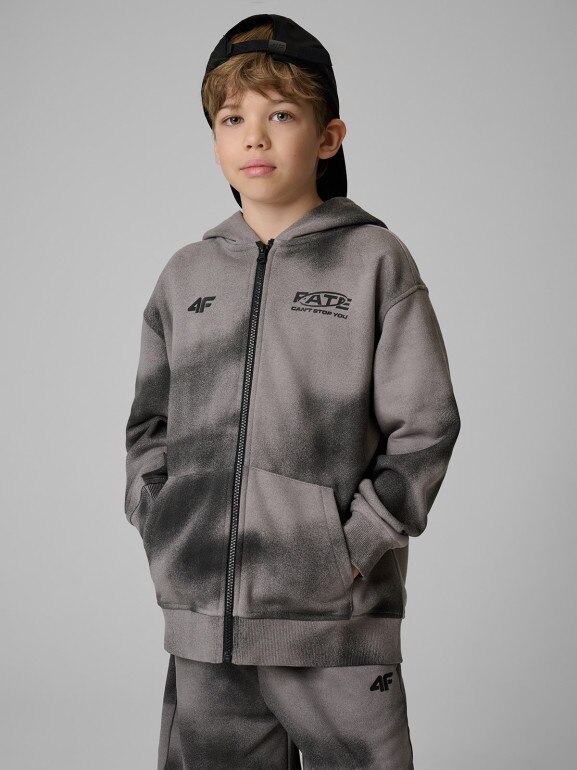 Chłopięca bluza rozpinana z kapturem 4F 4FJRSS26TSWSM2906 - szara