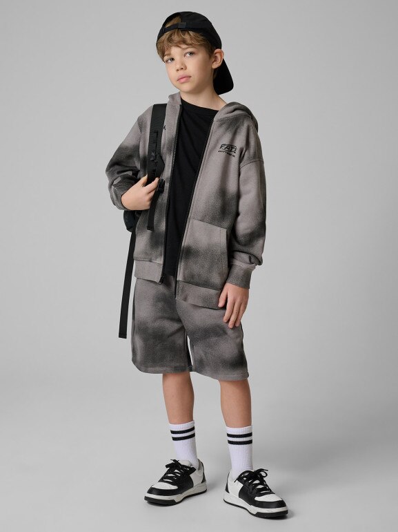 Chłopięca bluza rozpinana z kapturem 4F 4FJRSS26TSWSM2906 - szara