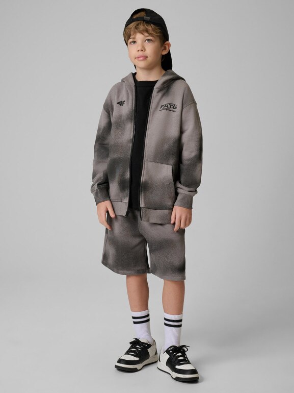 Chłopięca bluza rozpinana z kapturem 4F 4FJRSS26TSWSM2906 - szara
