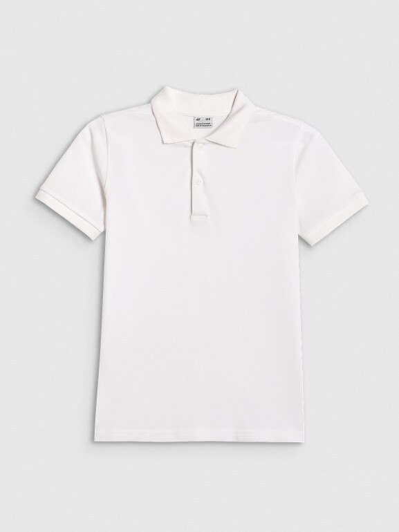 Chłopięca koszulka polo 4F 4FJRAW25TPTSM0749 - biała