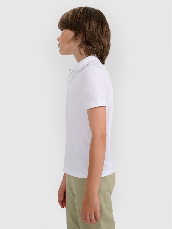 Chłopięca koszulka polo 4F 4FJRAW25TPTSM0749 - biała