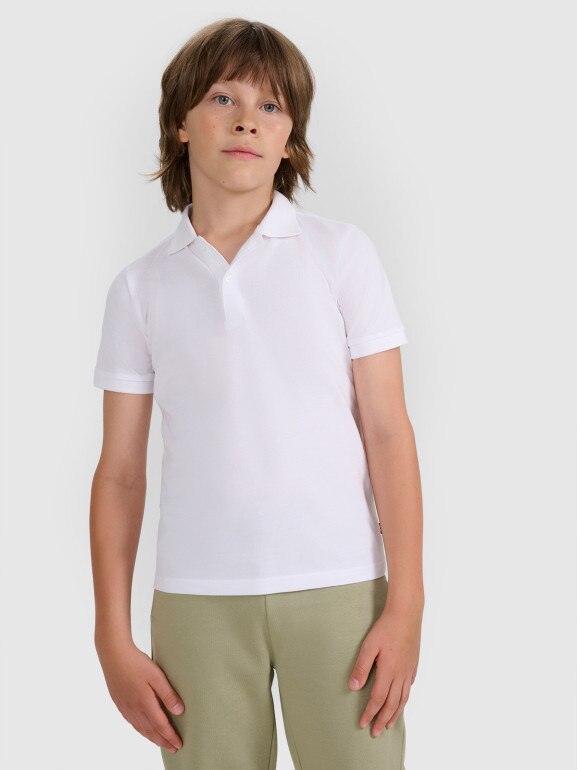 Chłopięca koszulka polo 4F 4FJRAW25TPTSM0749 - biała