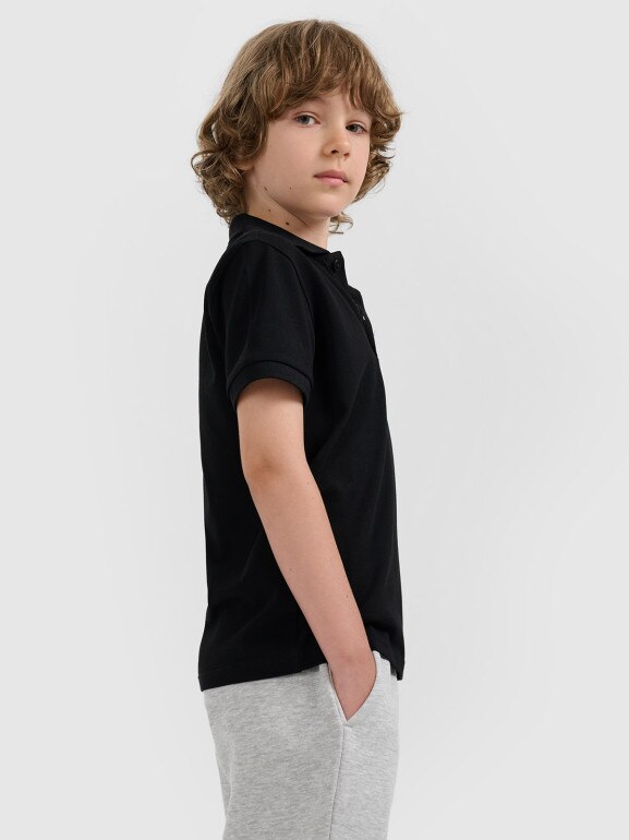 Chłopięca koszulka polo 4F 4FJRAW25TPTSM0749 - czarna