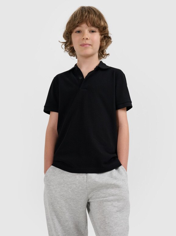 Chłopięca koszulka polo 4F 4FJRAW25TPTSM0749 - czarna