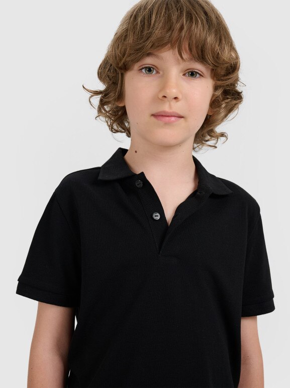 Chłopięca koszulka polo 4F 4FJRAW25TPTSM0749 - czarna