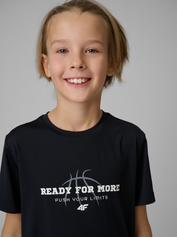 Chłopięca koszulka treningowa 4F 4FJRSS26TFTSM2390 - czarna