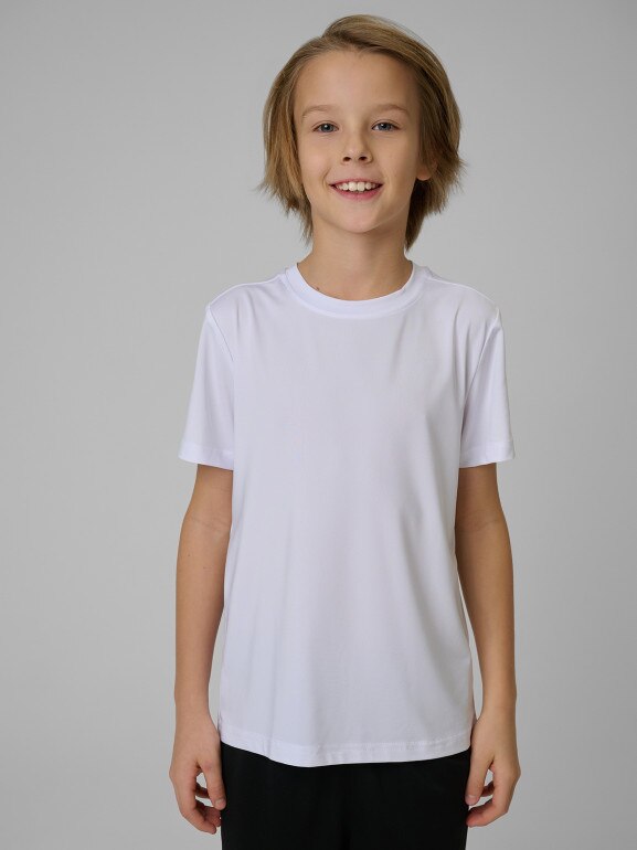 Chłopięca koszulka treningowa 4F 4FJWSS26TFTSM1966 - biała