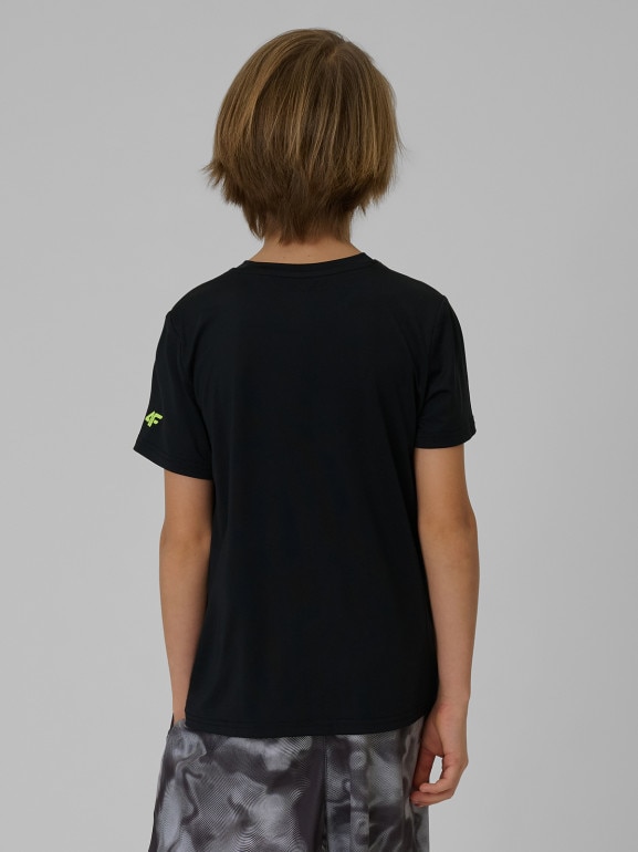 Chłopięca koszulka treningowa 4F 4FJWSS26TFTSM1966 - czarna