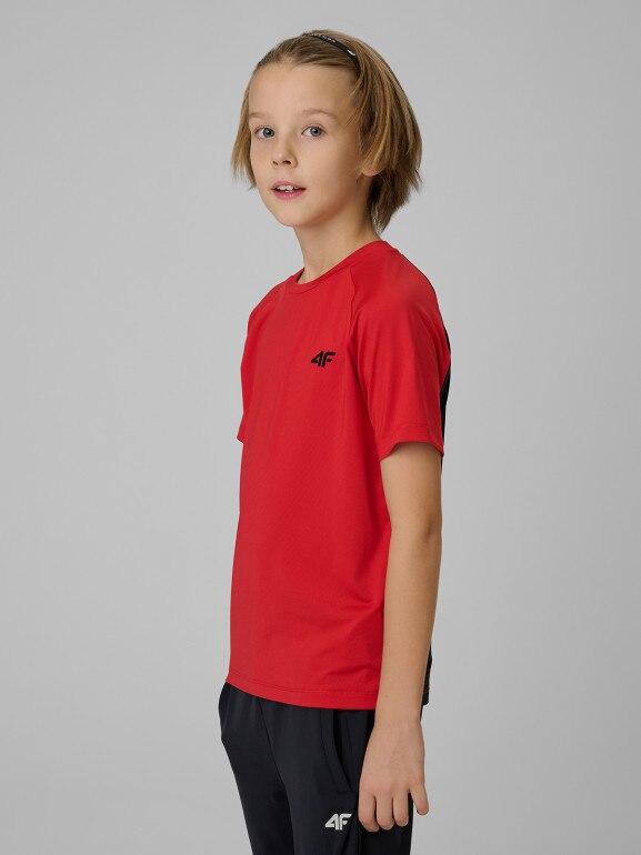 Chłopięca koszulka treningowa 4F 4FJWSS26TFTSM1971 - czerwona