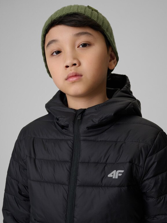 Chłopięca kurtka puchowa pikowana 4F 4FJWSS26TDJAM0741 - czarna