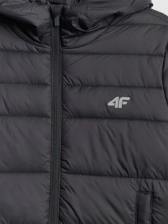 Chłopięca kurtka puchowa pikowana 4F 4FJWSS26TDJAM0741 - czarna