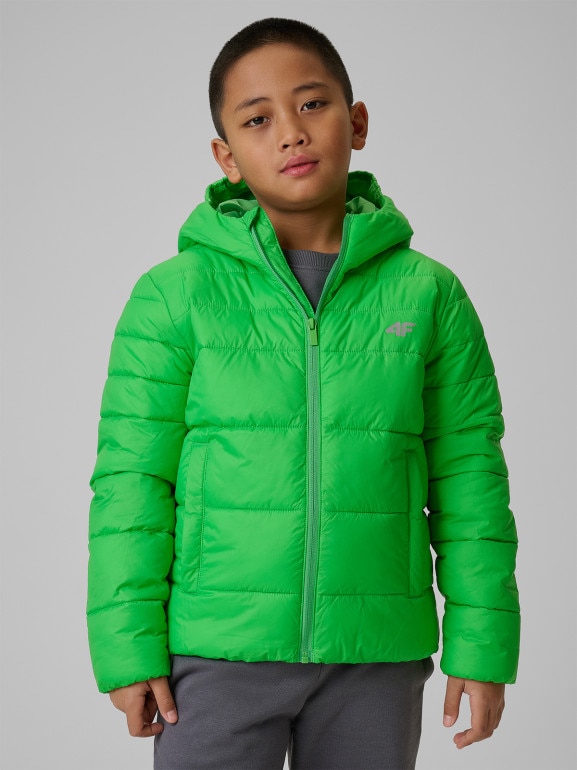 Chłopięca kurtka puchowa pikowana 4F 4FJWSS26TDJAM0741 - zielona