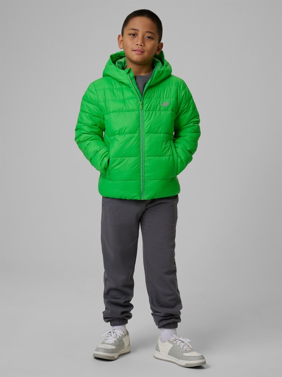 Chłopięca kurtka puchowa pikowana 4F 4FJWSS26TDJAM0741 - zielona