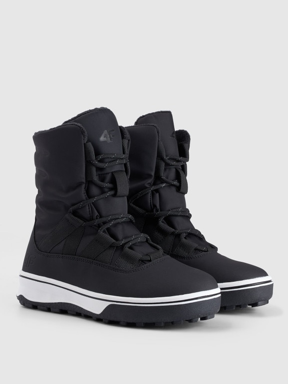 Chłopięce buty zimowe śniegowce 4F 4FJRAW25FSBSM035 - czarne