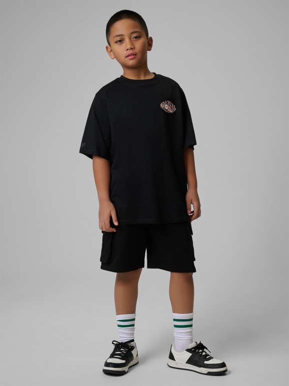 Chłopięce spodenki dresowe 4F 4FJWSS26TSHOM785 - czarne