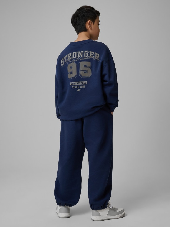 Chłopięce spodnie dresowe 4F 4FJRSS26TTROM1731 - granatowe