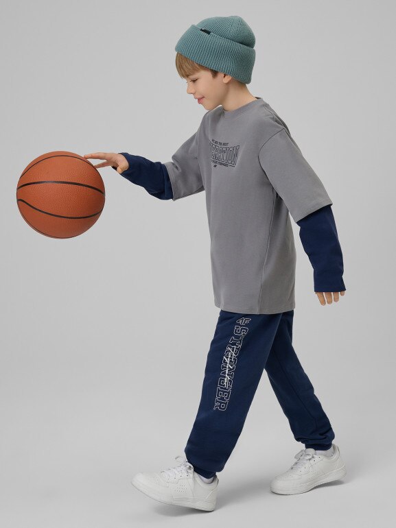 Chłopięce spodnie dresowe 4F 4FJRSS26TTROM1733 - granatowe