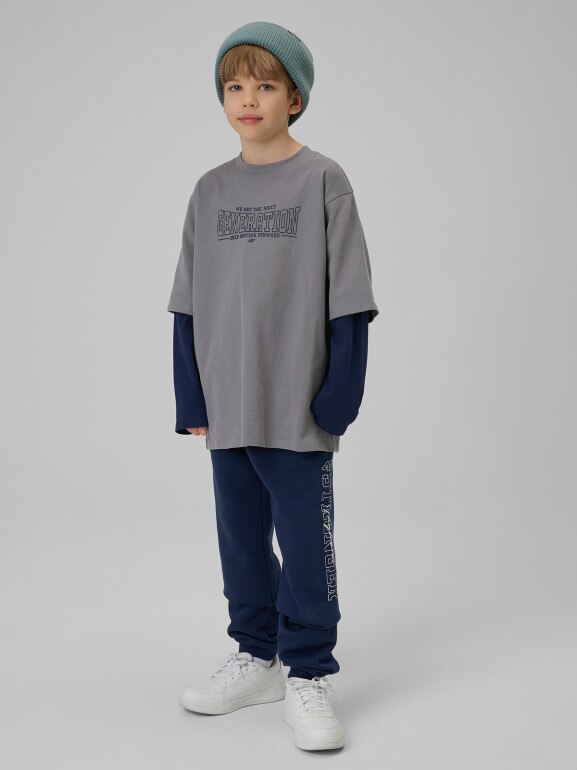 Chłopięce spodnie dresowe 4F 4FJRSS26TTROM1733 - granatowe