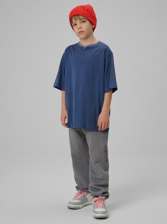 Chłopięce spodnie dresowe 4F 4FJRSS26TTROM1733 - szare