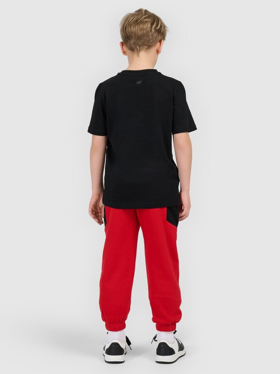 Chłopięce spodnie dresowe 4F 4FJRSS26TTROM1874 - czerwone