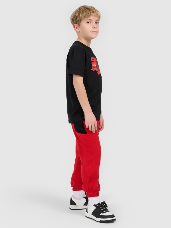 Chłopięce spodnie dresowe 4F 4FJRSS26TTROM1874 - czerwone