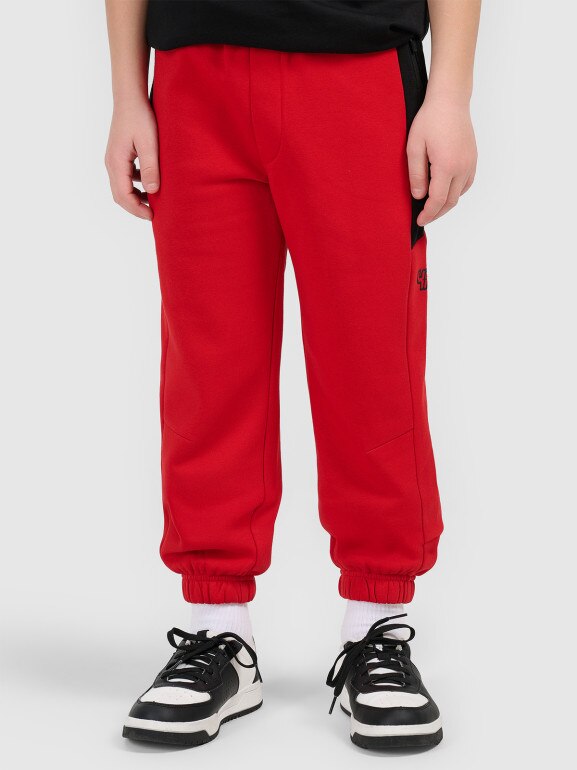 Chłopięce spodnie dresowe 4F 4FJRSS26TTROM1874 - czerwone