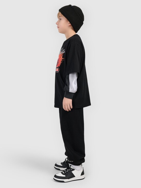 Chłopięce spodnie dresowe 4F 4FJRSS26TTROM1936 - czarne