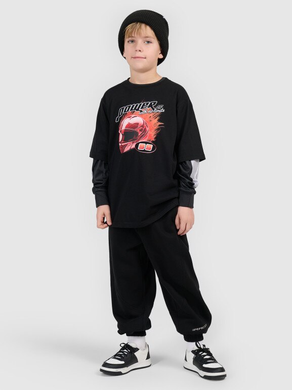 Chłopięce spodnie dresowe 4F 4FJRSS26TTROM1936 - czarne