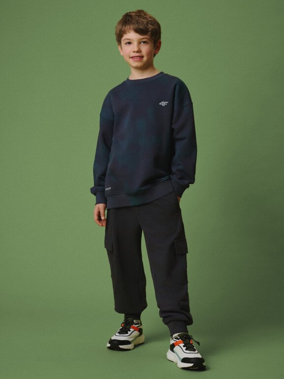 Chłopięce spodnie dresowe cargo 4F 4FJRSS26TTROM1882 - szare