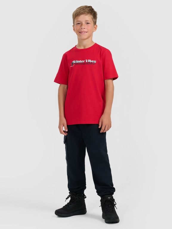 Chłopięce spodnie dresowe joggery 4F 4FJRAW25TTROM1841 - granatowe