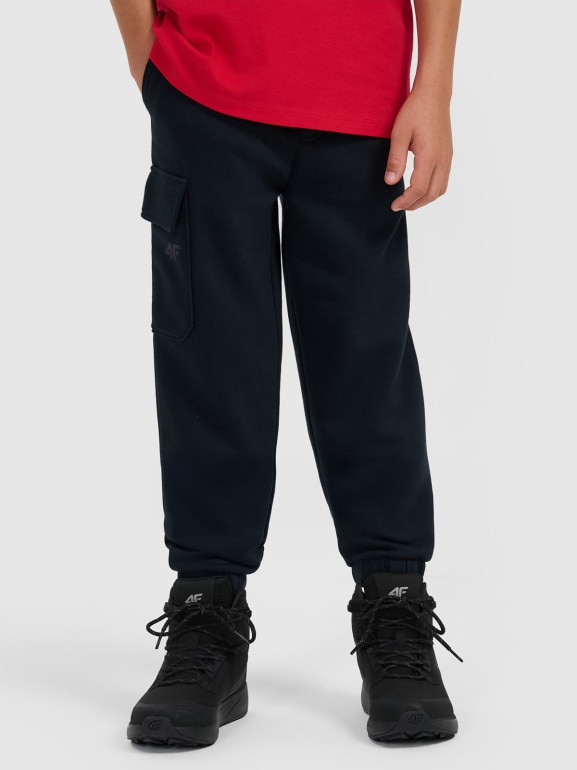 Chłopięce spodnie dresowe joggery 4F 4FJRAW25TTROM1841 - granatowe