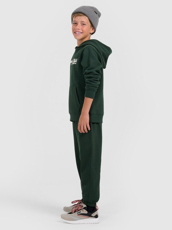 Chłopięce spodnie dresowe joggery 4F 4FJRAW25TTROM1841 - zielone