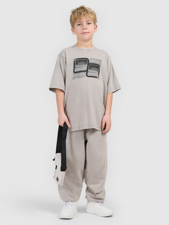 Chłopięce spodnie dresowe joggery 4F 4FJRSS26TTROM1872 - szare