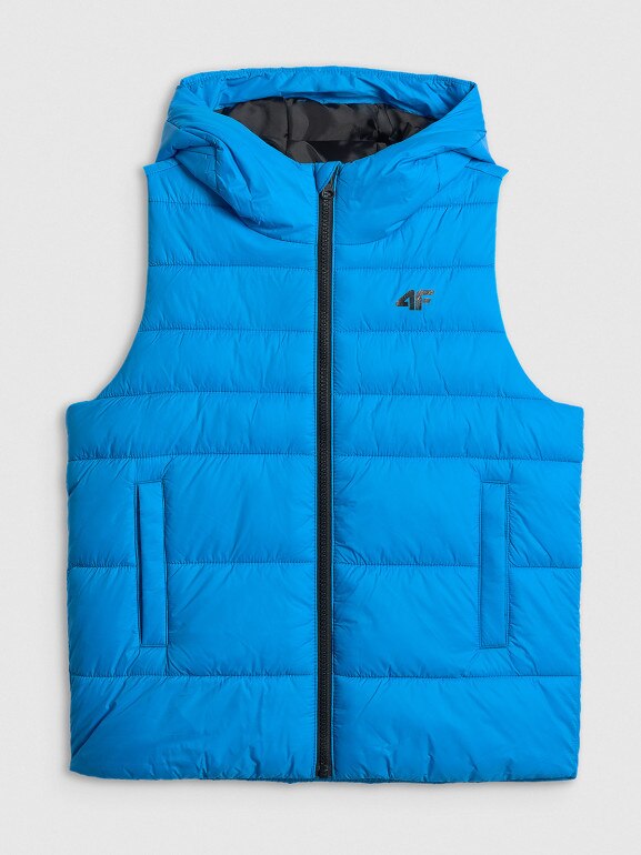 Chłopięcy bezrękawnik puchowy pikowany 4F 4FJWSS26TVJAM313 - niebieski