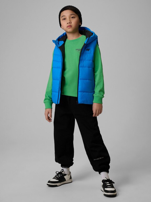 Chłopięcy bezrękawnik puchowy pikowany 4F 4FJWSS26TVJAM313 - niebieski