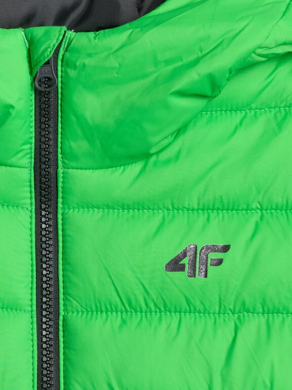 Chłopięcy bezrękawnik puchowy pikowany 4F 4FJWSS26TVJAM313 - zielony