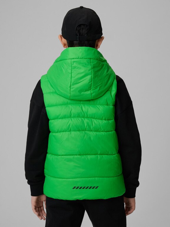 Chłopięcy bezrękawnik puchowy pikowany 4F 4FJWSS26TVJAM313 - zielony