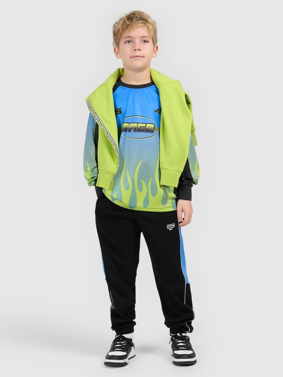 Chłopięcy longsleeve treningowy 4F 4FJRSS26TLONM663 - multikolor